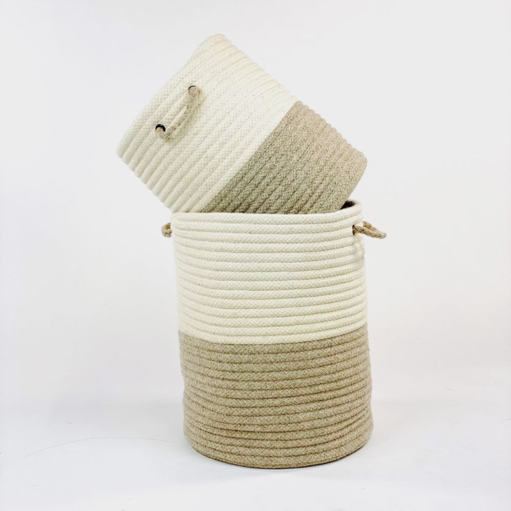 Colonial Mills TT88 All-Natural 2 Tone Woven Hampers - Beige 15"x15"x18"